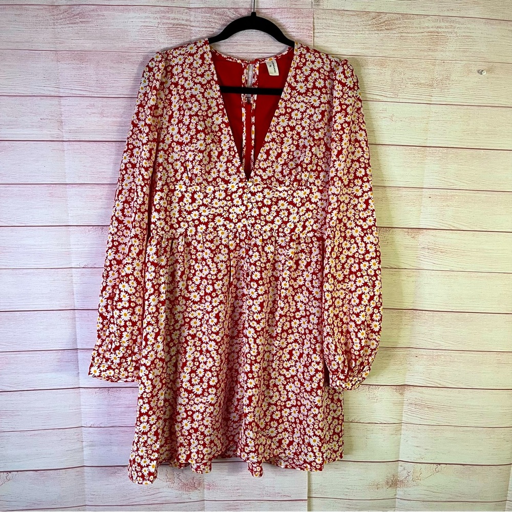 Commense Hot Pinkish Red White Dress Size Large